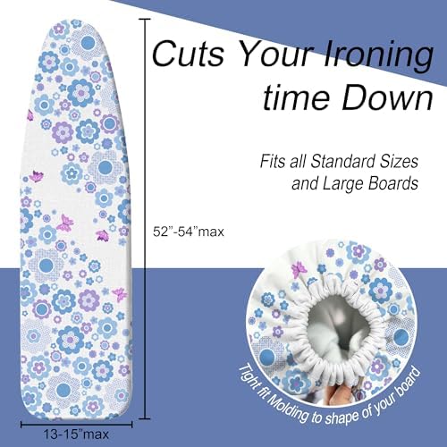 Flowers Ironing Board Cover and Pad 15x54 Inch, 100% Cotton Surface Heavy Duty - Image 5