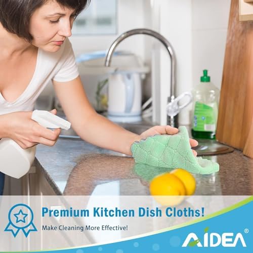 AIDEA Kitchen Dishcloths, 12 PK Absorbent Dish Towels Coral Fleece 6"x10.4" - Image 5