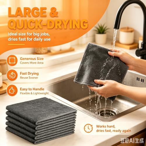 5 Pack Genie Cloth Magic Cloth, Magic Cleaning Cloth, Microfiber Cleaning Cloths - Image 5