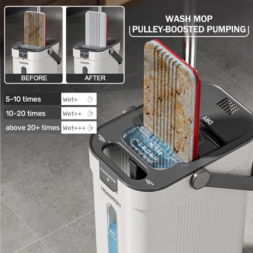 HoMettler Dual Mop and Bucket Set, Flat Mop and Bucket System - Image 3