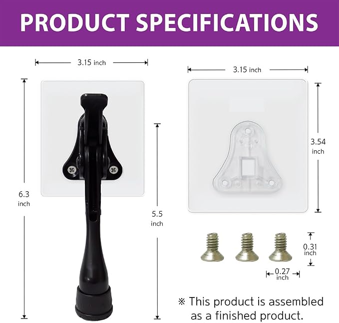 Door Stopper with Adhesive Bracket Stickers, No Drilling or Tools Needed - Image 8