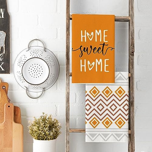 Artoid Mode Orange Stripes Home Sweet Home Boho Kitchen Towels Dish Towels - Image 3