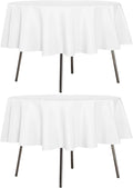 sancua 2 Pack Round Tablecloth 70 Inch White, Stain and Wrinkle Resistant Table Cloth - Washable Polyester Table Cover for Dining Tables, Buffet Parties and Camping