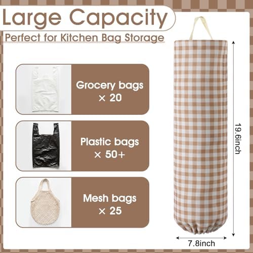 Gingham Plastic Bag Holder for Grocery Bag - Image 2
