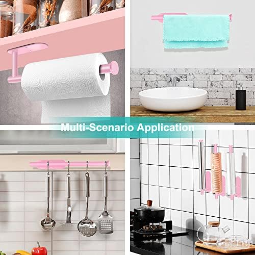 MGahyi Pink Paper Towel Holder Under Cabinet Wall Mount - Image 6