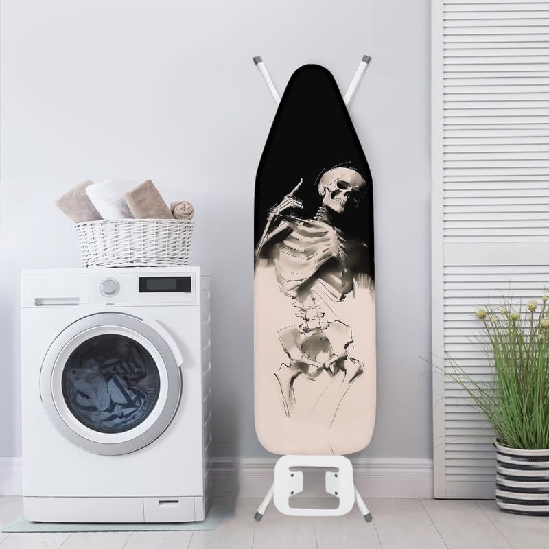 Black White Skull Ironing Board Cover 54x15 inches, Gothic Rock Skull - Image 3