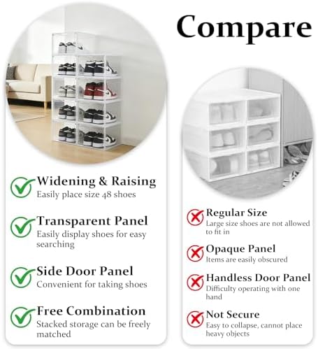 12 Pack Large Clear Shoe Storage Organizer Boxes - Image 6