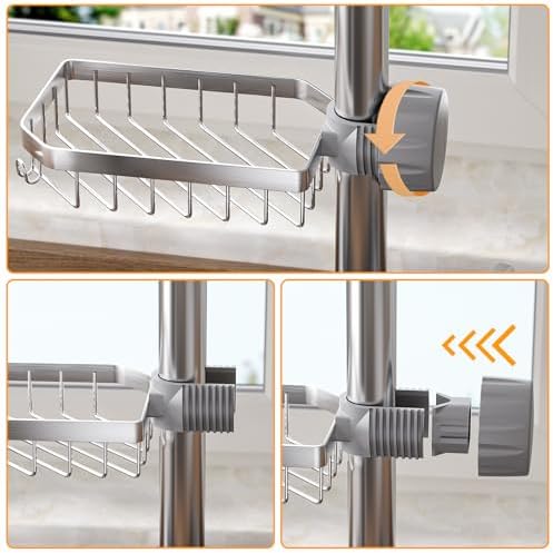 LONIN Sponge Holder Over Faucet Kitchen Sink Caddy Organizer, Stainless Steel - Image 6