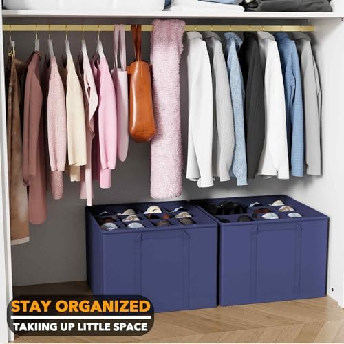 SpaceAid Shoe Organizer for Closet, 2 Pack Foldable Shoe Storage Containers - Image 6