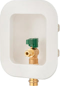 (1 Pack) Lidertik 1/2 inch Press Connect Pre-Assembled Ice Maker Outlet Box Valve 1/4 inch Recessed Refrigerator Water Line Wall Box with Shut Off Valve LI-ZBQH-560-LK