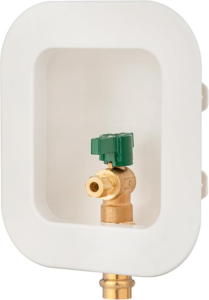(1 Pack) Lidertik 1/2 inch Press Connect Pre-Assembled Ice Maker Outlet Box Valve 1/4 inch Recessed Refrigerator Water Line Wall Box with Shut Off Valve LI-ZBQH-560-LK
