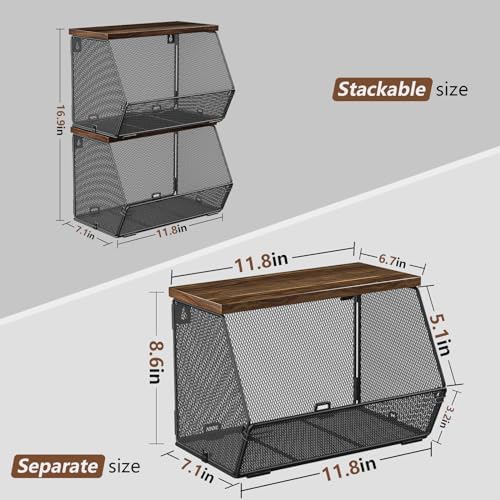 Stackable Fruit Basket for Kitchen Countertop Space Saving, Wall Mounted Mesh - Image 6