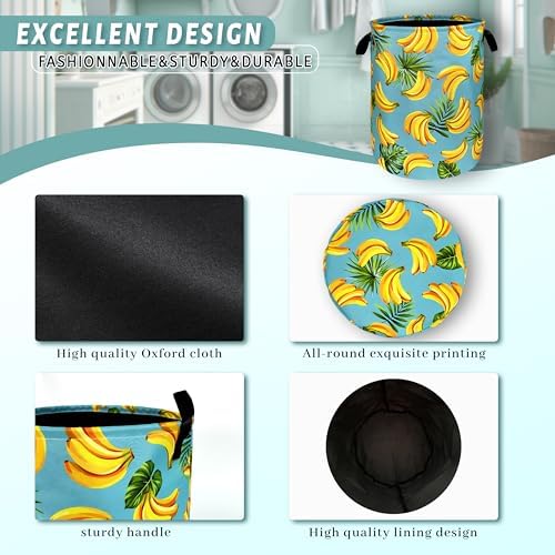 Banana Laundry Basket Oxford Cloth Foldable Hamper 18.9x16.5 Inch - Image 4