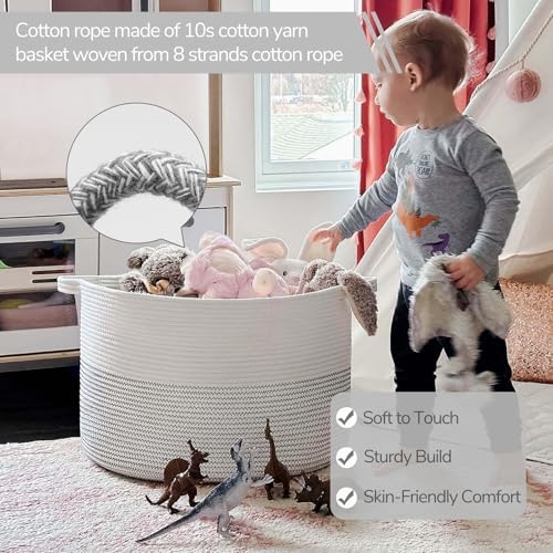 INDRESSME XXXLarge Woven Rope Blanket Basket Living Room White - Image 3