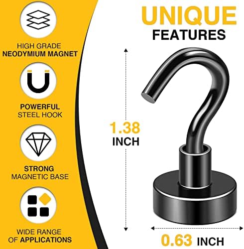 DIYMAG Magnetic Hooks, 30lbs 60pcs Cruise Cabin Essentials Heavy Duty Black - Image 2