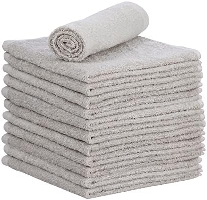Superio Cotton Terry Washcloths Grey Towels 100% Cotton Cleaning Cloth 16" Rags by Superio