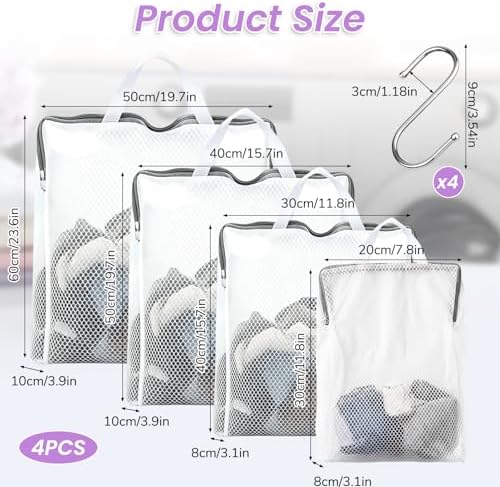 4 Pcs Hanging Mesh Laundry Bags - Image 3