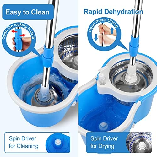 Mop and Bucket with Wringer Set, Separate Dirty Water with 3 Microfiber - Image 7