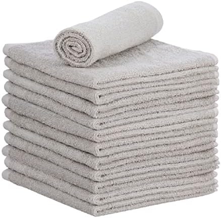 Superio Cotton Terry Washcloths Grey Towels 100% Cotton Cleaning Cloth Rags by Superio