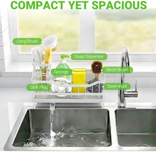 Sponge Holder for Kitchen Sink, Rustproof Sink Caddy Organizer - Image 4