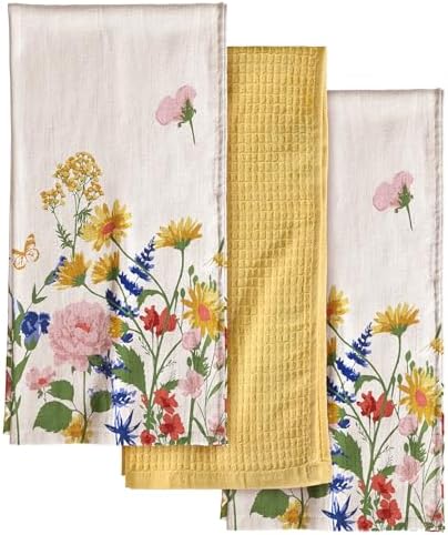 Miss Adola 3pcs 270GSM Cotton Kitchen Towels, Retro Flower by MissAdola