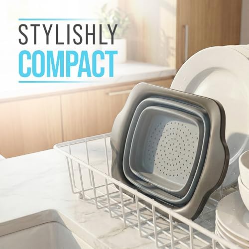Comfify Gray Collapsible Silicone Over-Sink Colander – 6 Qt – Extendable - Image 2