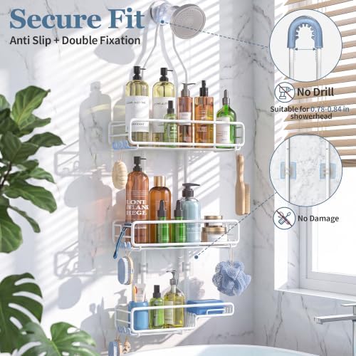 Skyapex Shower Caddy Hanging Bathroom Organizer: Over Head Adjustable Rack - Image 5