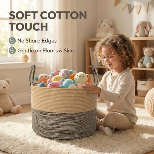 JMvicyroam 65L Extra Large Machine Washable Cotton Rope Blanket Basket - Image 4