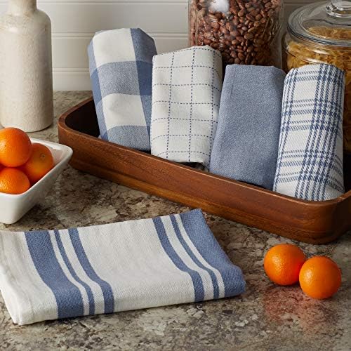 DII Basic Kitchen Large Cotton Dishtowel Set of 5, Stonewash Blue - Image 3