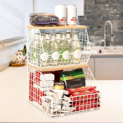 Mefirt White Fruit Bowl, 2-Tier Fruit Basket by Mefirt