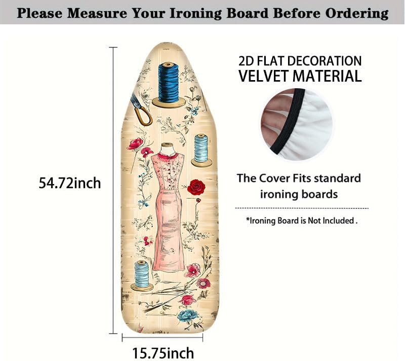 Nuxovilar Vintage Sewing Floral Ironing Board Cover Cotton 15x54 - Image 4
