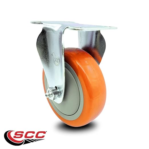 Service Caster Brand Replacement Caster for Uline Caster H-5539R-Rigid Top Plate Caster with 4 Inch Orange Polyurethane Wheel-Light Duty Replacement Caster-Fits Cart, Dollies and Poly Box Truck H-1956