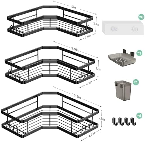 AKTECKE Corner Shower Caddy Bathroom Organizer: Stainless Steel Adhesive Shower - Image 6