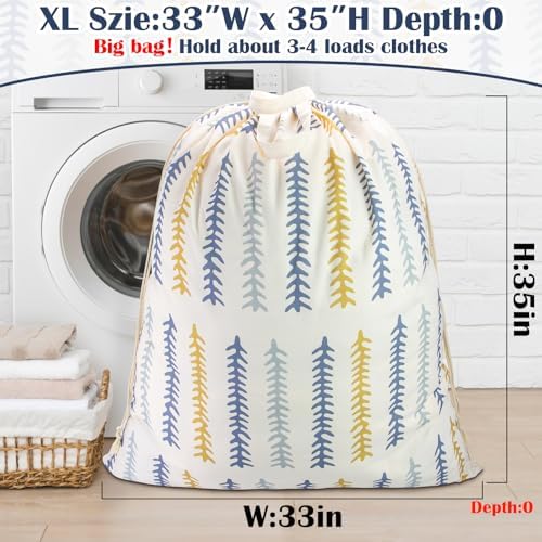 Thick Canvas Laundry Bag with Handles & Drawstring, XL 33"Wx 35"H - Image 2