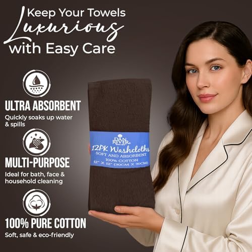 DAN RIVER 12 Pack Cotton Wash Cloths Set - Image 4