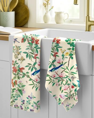 Miss Adola 150GSM Flour Sack Kitchen Towels Set of 2, Bird on Branch - Image 2