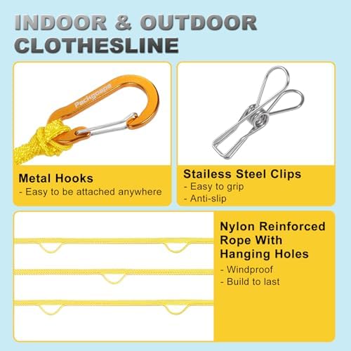 Portable Travel Clothesline, Windproof Clothes Laundry Line - Image 3
