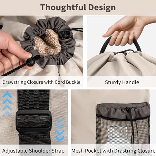 150L Laundry Bag Backpack with 3 Sizes Mesh Wash Bags and Shoulder Straps - Image 6
