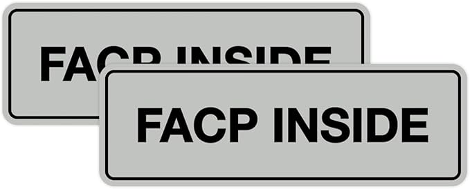 Signs ByLITA Standard FACP Inside Sign | Fire Safety Signage (Lt Gray) - Large 2 Pack