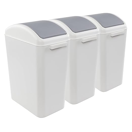 4.5 Gallon Plastic Trash Can with Swing Lid, Swing Top Garbage Can, 3 Packs