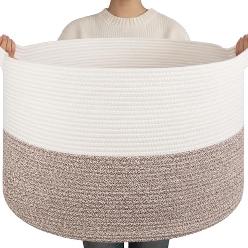 OIAHOMY 90L XXXLarge Blanket Basket Living Room Laundry Basket Brown by MasterofSpaceOptimization