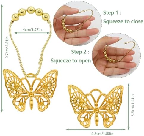 Decorative Shower Curtain Hooks, Rustproof Shower Curtain Hanger Clips - Image 5