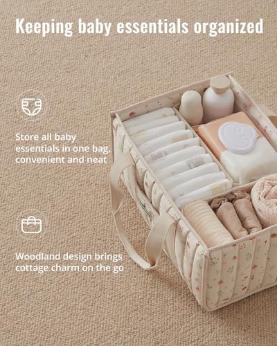 Blissful Diary Diaper Caddy Organizer, Storage Basket, Woodland Cream - Image 2