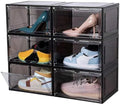 Attelite Large Shoe Boxes 6 Pack Drop Side Shoe Storage Containers Black by Attelite