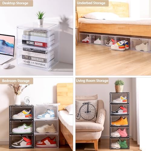 Attelite Large Shoe Boxes 8 Pack Drop Side Shoe Storage Containers Black - Image 5