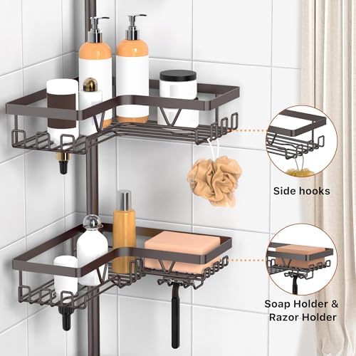 KEGII 4-Tier Corner Shower Caddy Tension Pole, Bathroom Shelf - Image 3