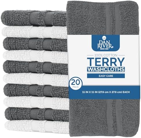 DAN RIVER 100% Cotton Washcloths 20 Pack Premium Quality Face and Body Cloth - Image 2