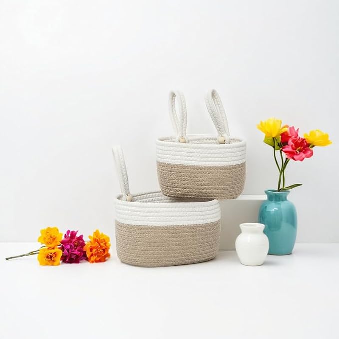 YAHUAN Cotton Hanging Basket for Organizing Hanging Wall Basket - Image 6