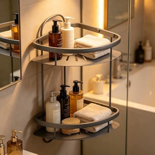 Corner Shower Caddy, 201 Stainless Steel Bathroom Shelf Organizer, Wall Mounted by Midodor