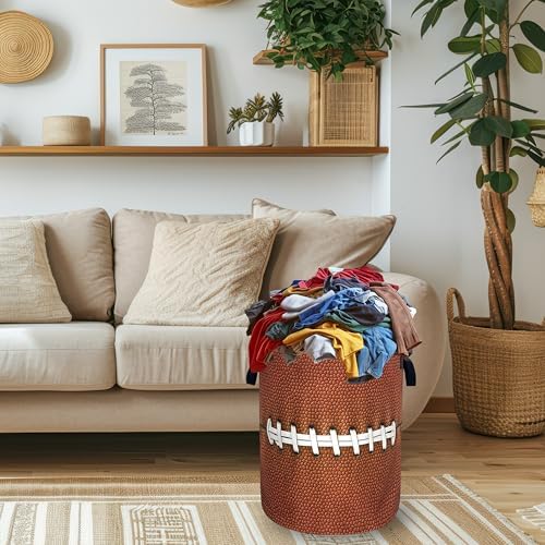 Funny Football Laundry Basket Oxford Cloth Foldable Hamper 18.9x16.5 Inch - Image 2